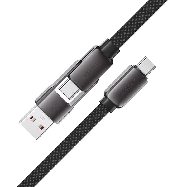Acefast USB-C - USB-A - USB-C 3A Kabel 1.2m 480Mb/s - Svart Svart