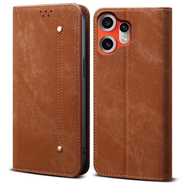 Nothing CMF Phone 2 Pro Konstläder Plånboksfodral Jeans Cloth Texture - Brun Brun