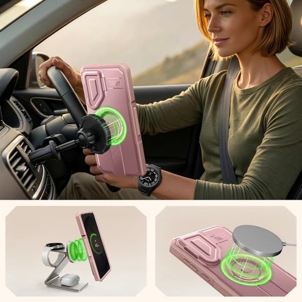 Tech-Protect Mobilskal För Galaxy S26 Ultra Magsafe Kevlar 2-Set - Rosa