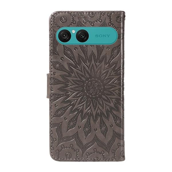 Sony Xperia 10 VII Konstläder Plånboksfodral Sunflower Imprinted - Grå Grå