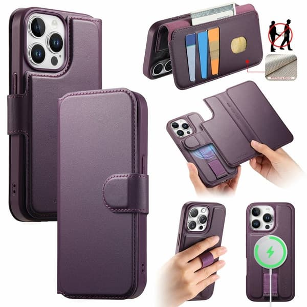 CASENEO iPhone 15 Pro Max Plånboksfodral Konstläder - Lila