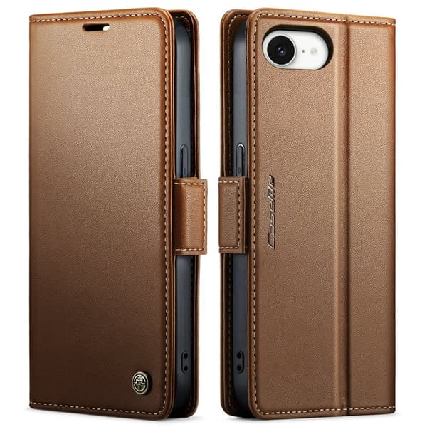 CASEME Plånboksfodral Konstläder för iPhone 16e RFID-Skydd - Brun