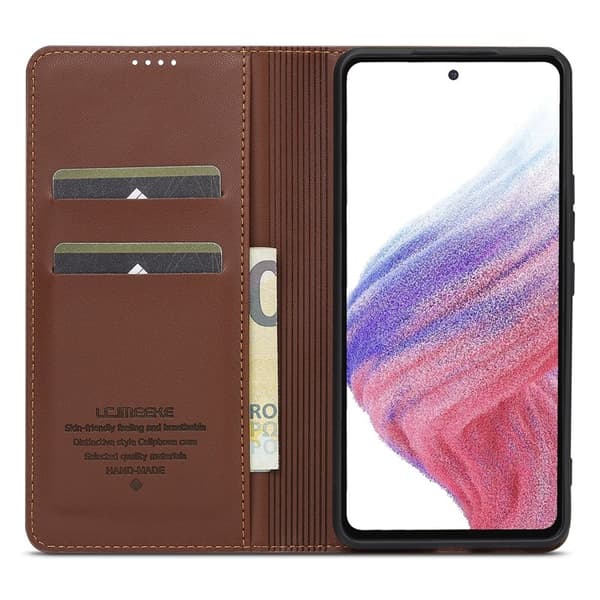 LC.IMEEKE L1 Series Samsung Galaxy A53 Plånboksfodral Konstläder - Brun