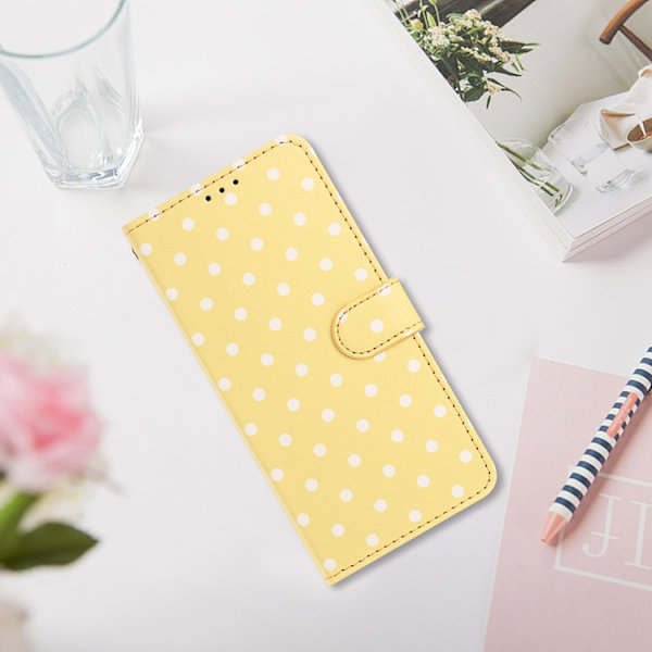 OnePlus 15 5G Plånboksfodral Polka Dot Pattern Konstläder Gul