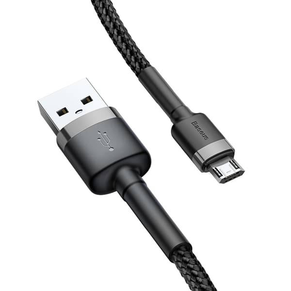 BASEUS Cafule USB-A til microUSB kabel QC3.0 2.4A 1M sort-grå Black