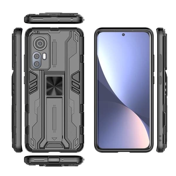 Kickstand Shockproof Cover Xiaomi 12 Pro - Sort Black