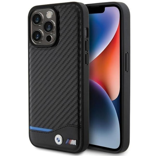 BMW iPhone 15 Pro Max Mobilskal Läder Carbon - Svart Svart