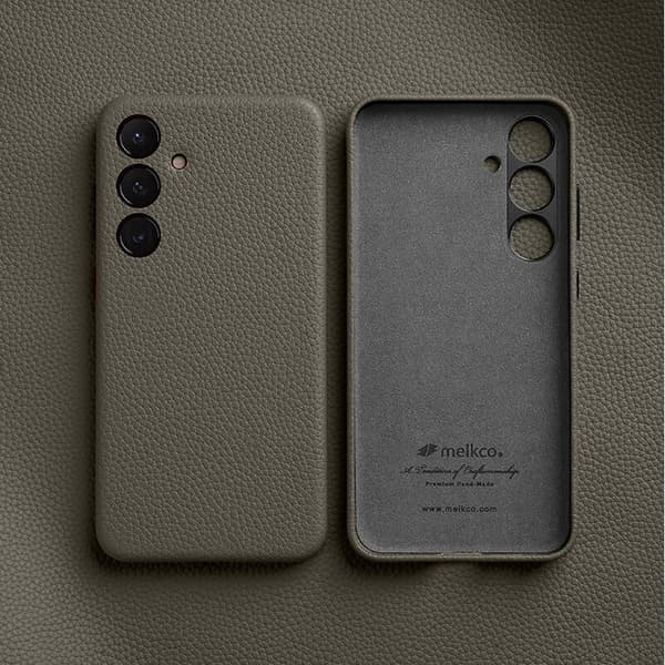 MELKCO Mobilskal till Samsung Galaxy S24 Äkta Läder + PC - Grå