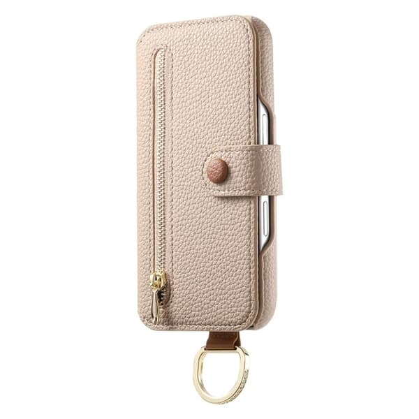 iPhone 17 Pro Konstläder Plånboksfodral RFID-Skydd Zipper - Beige Beige