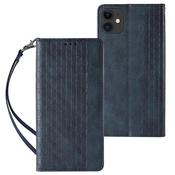 Magnet Strap iPhone 12 Plånboksfodral - Blå Blå
