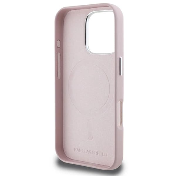 Karl Lagerfeld Mobilskal till iPhone 16 Pro Max MagSafe Metal Plate Rosa
