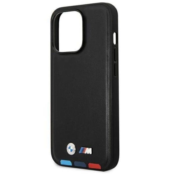 BMW iPhone 14 Pro Case Magsafe Nahkaleimasin Tricolor - musta