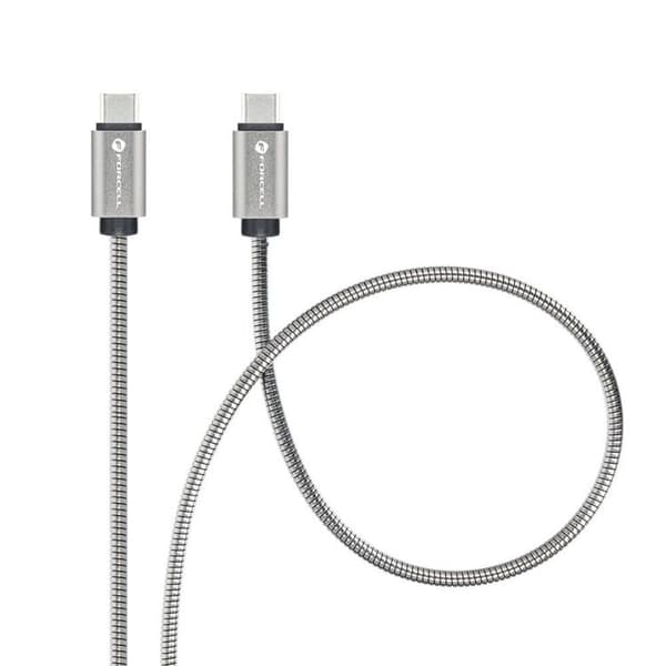 Forcell USB-C til USB-C Kabel C239 1m E-Mark Metal - Sølv Silver