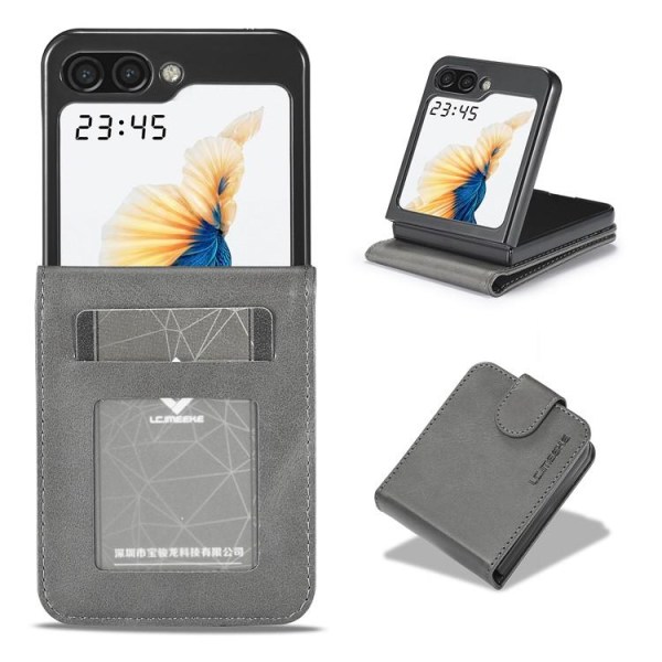 LC.IMEEKE Galaxy Z Flip 5 Mobile Cover -korttipidike vasikka - harmaa