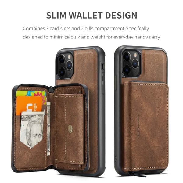 JEEHOOD iPhone 11 Pro Plånboksfodral Konstläder TPU Magnetisk Brun