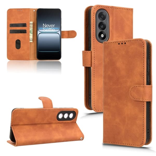 OnePlus Nord 5 Plånboksfodral Skin Feel Läder - Brun Brun