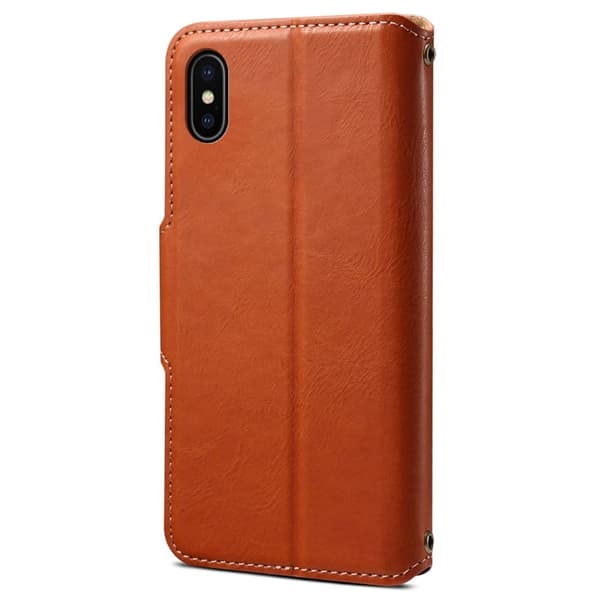 DENIOR iPhone X / XS Plånboksfodral Konstläder Kortfack - Brun