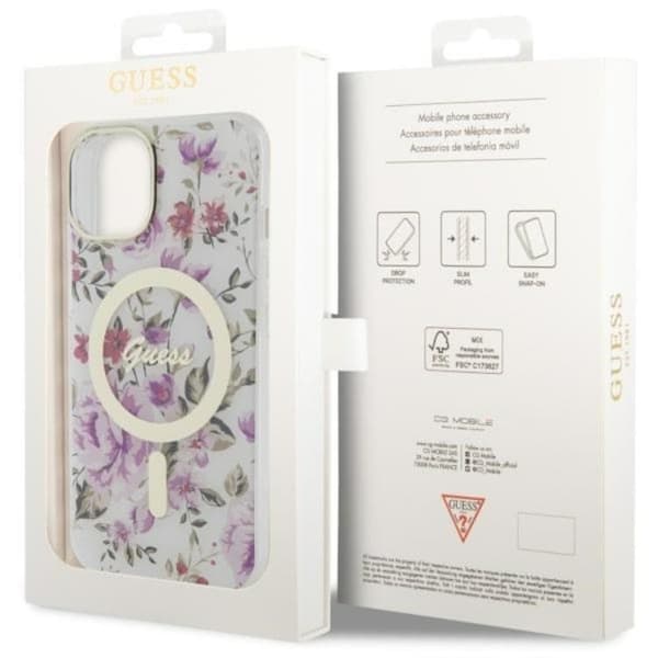Guess Mobilskal till iPhone 14 MagSafe Flower - Transparent Transparent