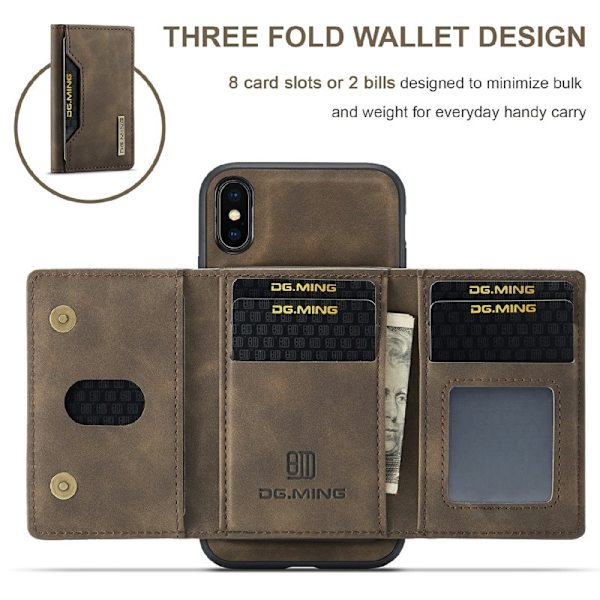 DG.MING M2 Series Mobilskal i Konstläder för iPhone XS Max - Brun