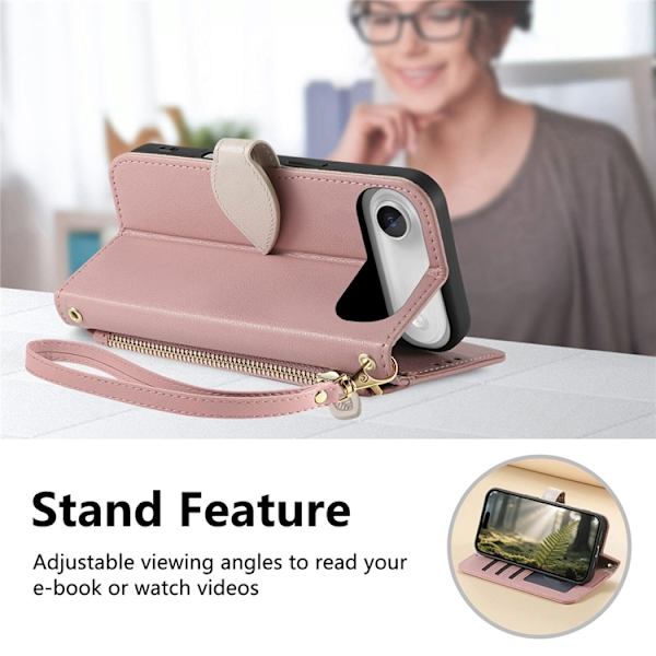 iPhone Air Plånboksfodral Leaf Magnetiskt Spänne Konstläder Roséguld