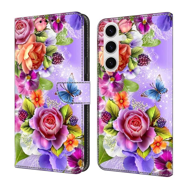 Plånboksfodral för Samsung Galaxy S26 Plus Mönstertryck Konstläder - Blommor