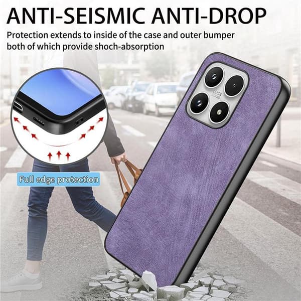 Mobilskal för Xiaomi 17 Retro Läder Shockproof Slim Lila