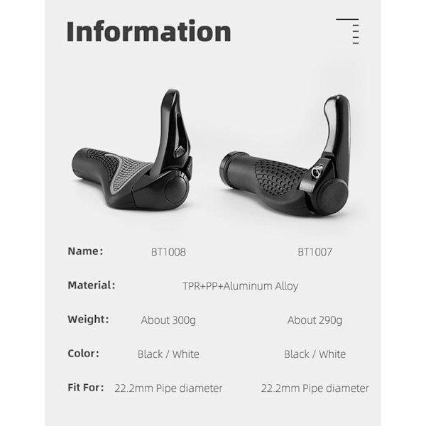 Rockbros Cykelhållarset med horn - Svart