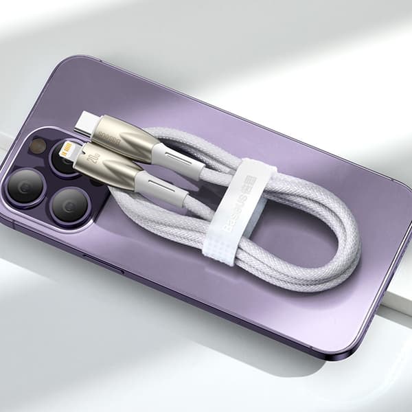 Baseus USB-C til Lightning kabel 1m Glimmer 20W - Hvid Vit