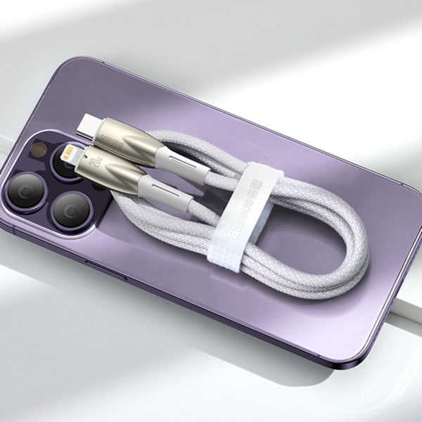 Baseus USB-C till Lightning-kabel 1m Glimmer 20W - Vit Vit
