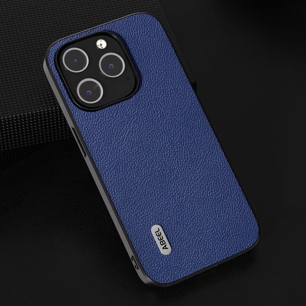 ABEEL Mobilskal till iPhone 13 Pro Äkta Läder Ultra Tunn Blå