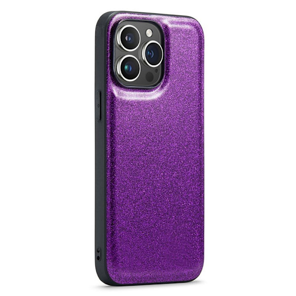 DG.MING Mobilskal till iPhone 15 Pro Max Glitter PU Läder + PC + TPU Lila