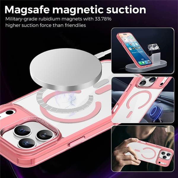 Mobilskal till iPhone 17 Pro MagSafe Transparent TPU+PC - Rosa Rosa