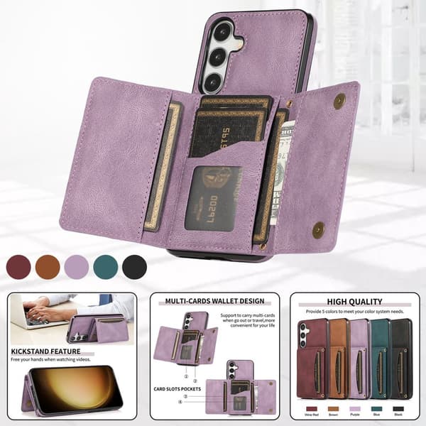 Plånboksfodral för Samsung Galaxy S26 Plus Tri-Fold Kickstand PU - Lila