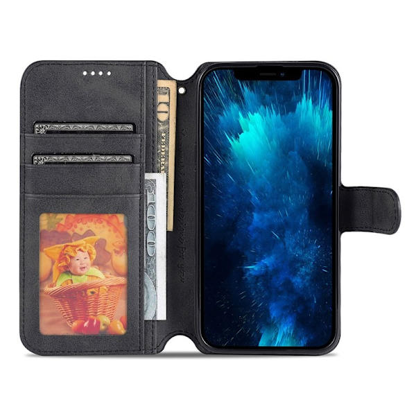 AZNS iPhone 13 Pro Max Plånboksfodral Konstläder - Svart