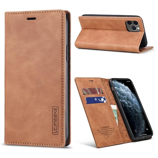 LC.IMEEKE iPhone 11 Pro Max Plånboksfodral i Konstläder - Brun