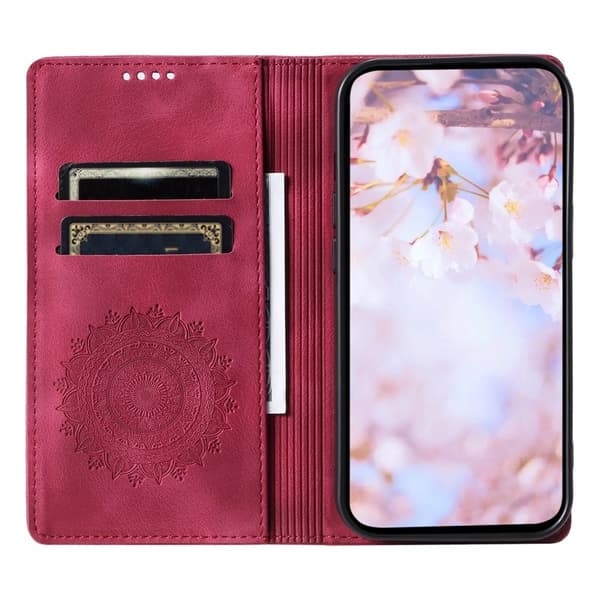Samsung Galaxy A57 Plånboksfodral Konstläder Mönstertryck - Rosa