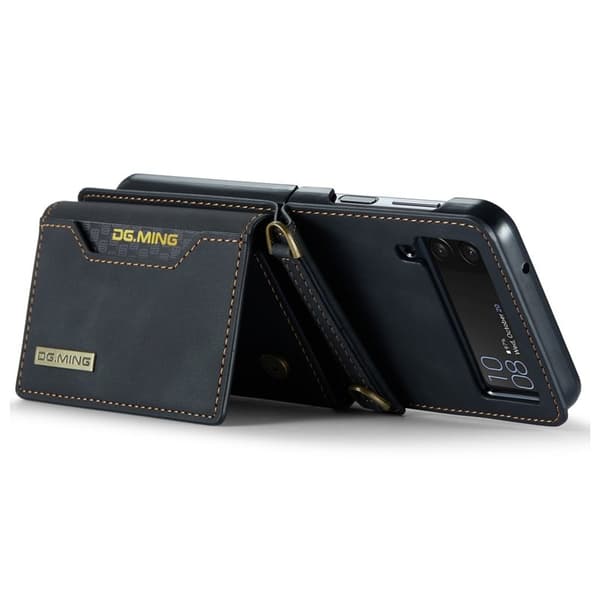 DG.MING Samsung Galaxy Z Flip4 Konstläder Plånboksfodral Svart