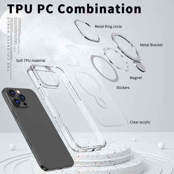 Mobilskal till iPhone 15 Pro MagSafe Rotating Kickstand Transparent