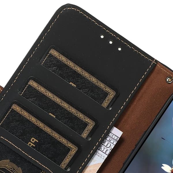 Samsung Galaxy S26 Plånboksfodral Anti-Drop Äkta Läder RFID Skydd - Svart