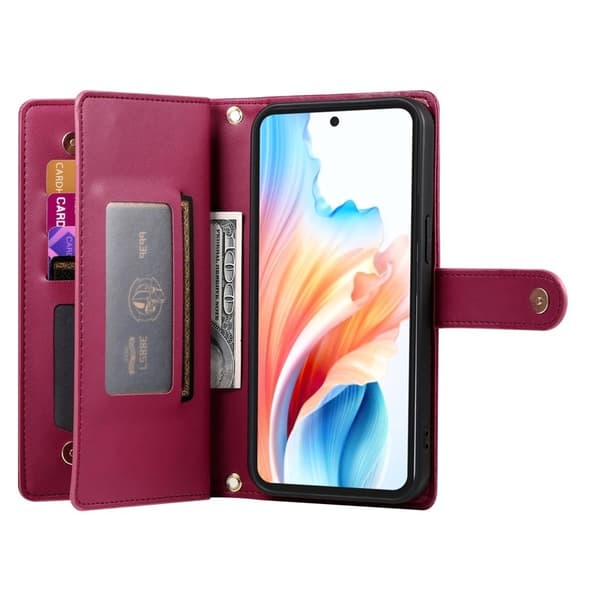 Samsung Galaxy S26 Edge Plånboksfodral Dragkedja Konstläder - Röd