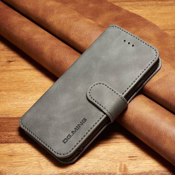 DG.MING Retro Konstläder Plånboksfodral för iPhone 7/8/SE 2022 - Grå