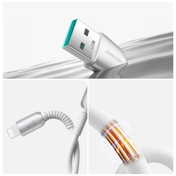 Joyroom S-A51 3A USB-A - Lightningkabel 1.2m - Lysegrå Grå