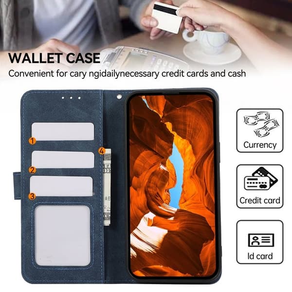 ABEEL Xiaomi 14T Konstläder Plånboksfodral i Spaltläder RFID-Skydd Blå