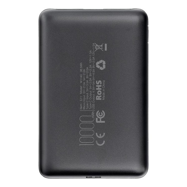 VEGER Powerbank 10000 mAh PD QC 3.0 2A 22.5W S11 - Svart