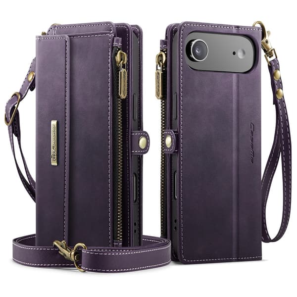 CASEME iPhone Air Konstläder Plånboksfodral RFID-Skydd Zipper Lila