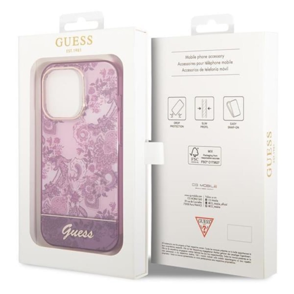 GUESS iPhone 14 Pro Case Posliinikokoelma - Fuschia