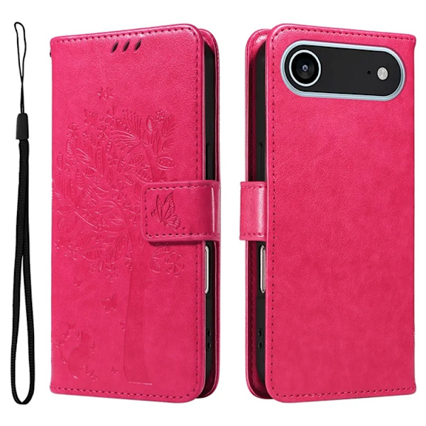 iPhone Air Konstläder Plånboksfodral Tree Pattern - Rosa Rosa