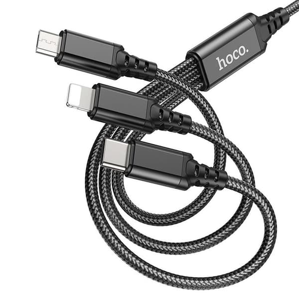 Hoco 3in1 USB-A til USB-C Lightning microUSB-kabel X76 1m Black