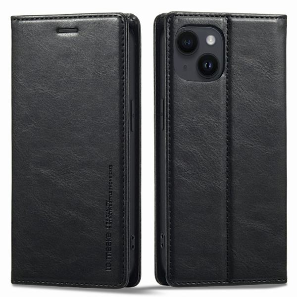 LC.IMEEKE iPhone 15 Plus Plånboksfodral - RFID Blocking Konstläder - Svart