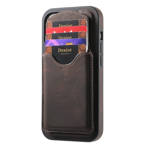 DENIOR D19 Mobilskal till iPhone 15 Pro Max Läder+PC+TPU Brun